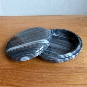Vintage Gray Marble Trinket Dish Made in Taiwan Republic of China Mid Century